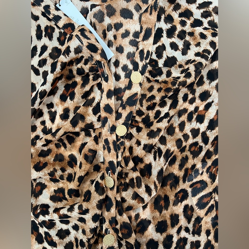 ZARA Shirt Top Blouse | Leopard Animal Print 🐆✨ Semi-Sheer | Size: XS - Picture 7 of 16